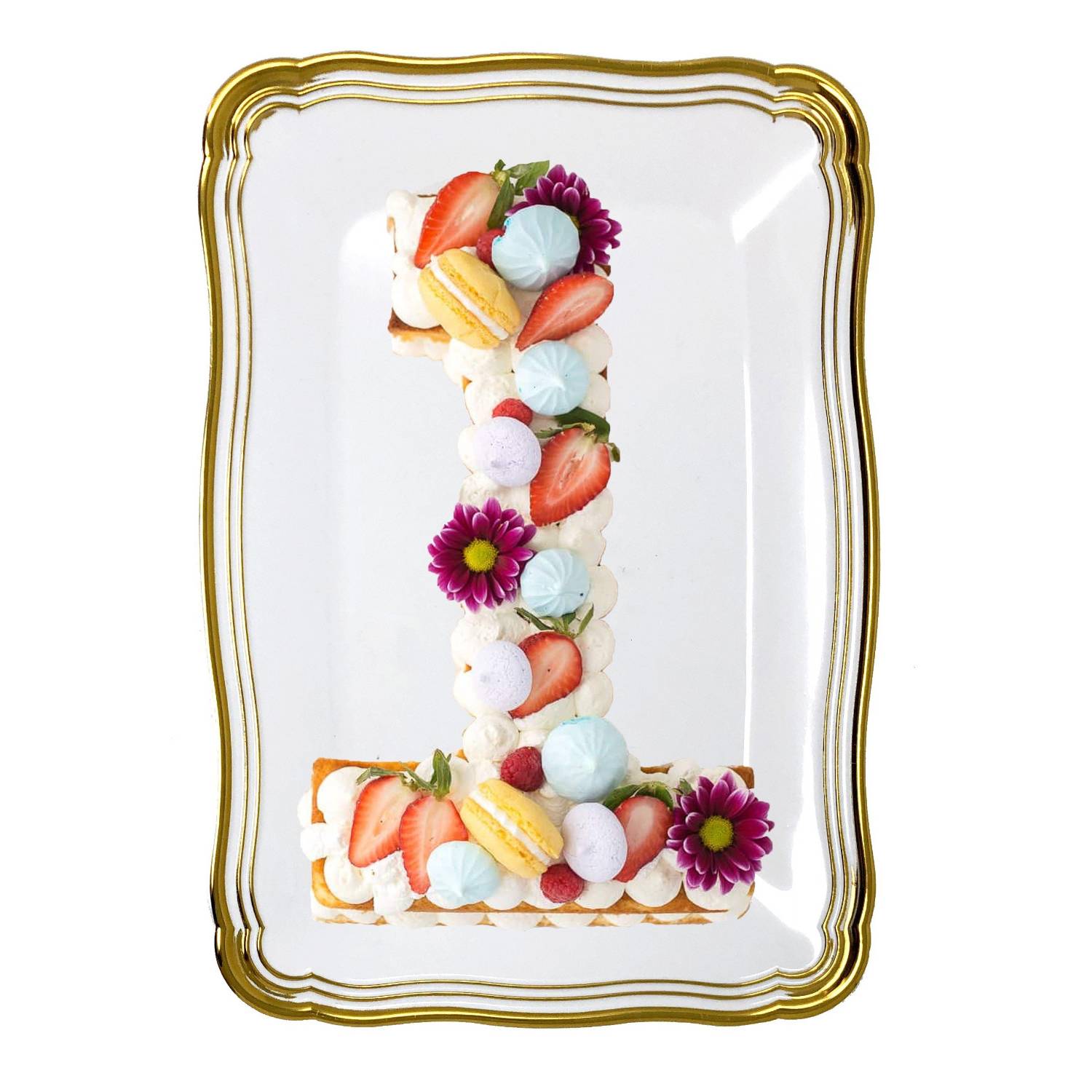 Aristocrat 13”x9” White & Gold  Rectangle Serving Trays Plastic 2 Pack