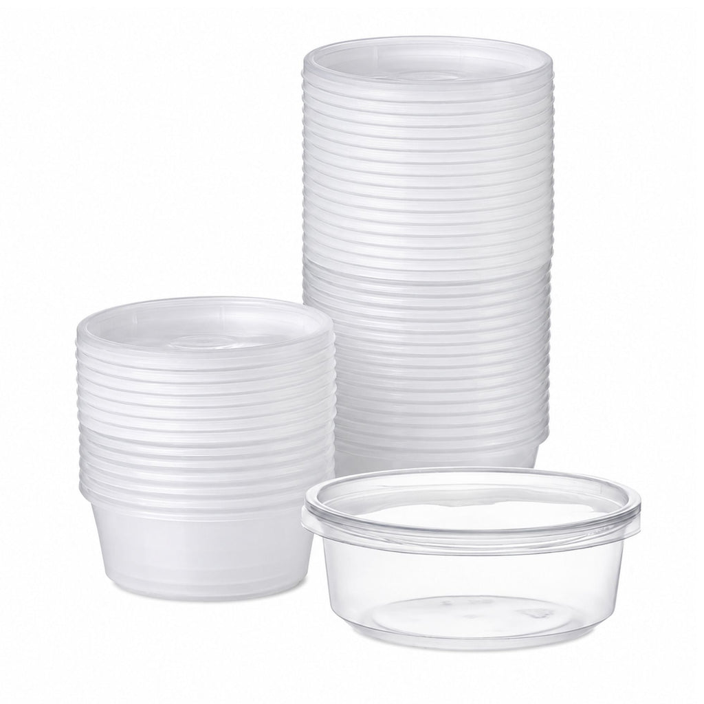 *BUY BULK* 8oz Lightweight Clear Plastic Round Deli Container with Lids