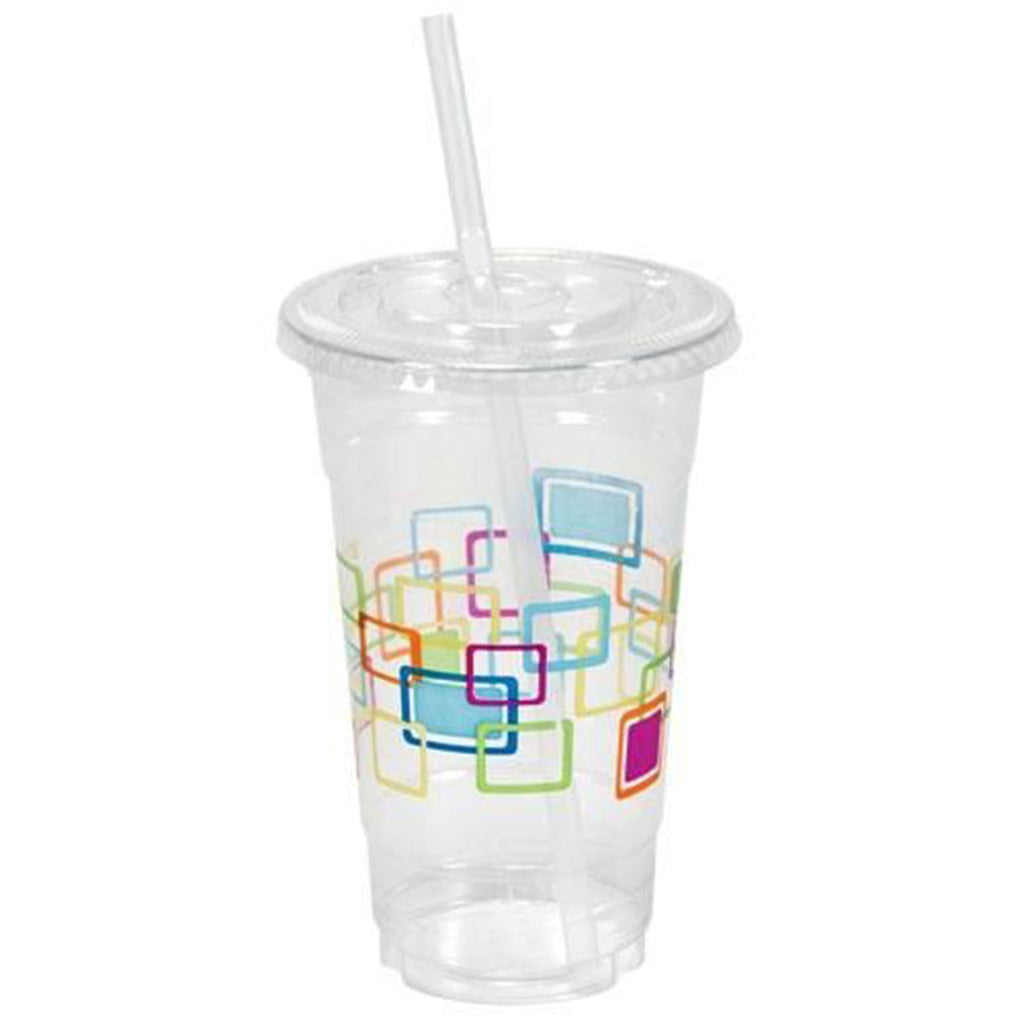 24oz Cups with Lids and Straws Plastic Deco