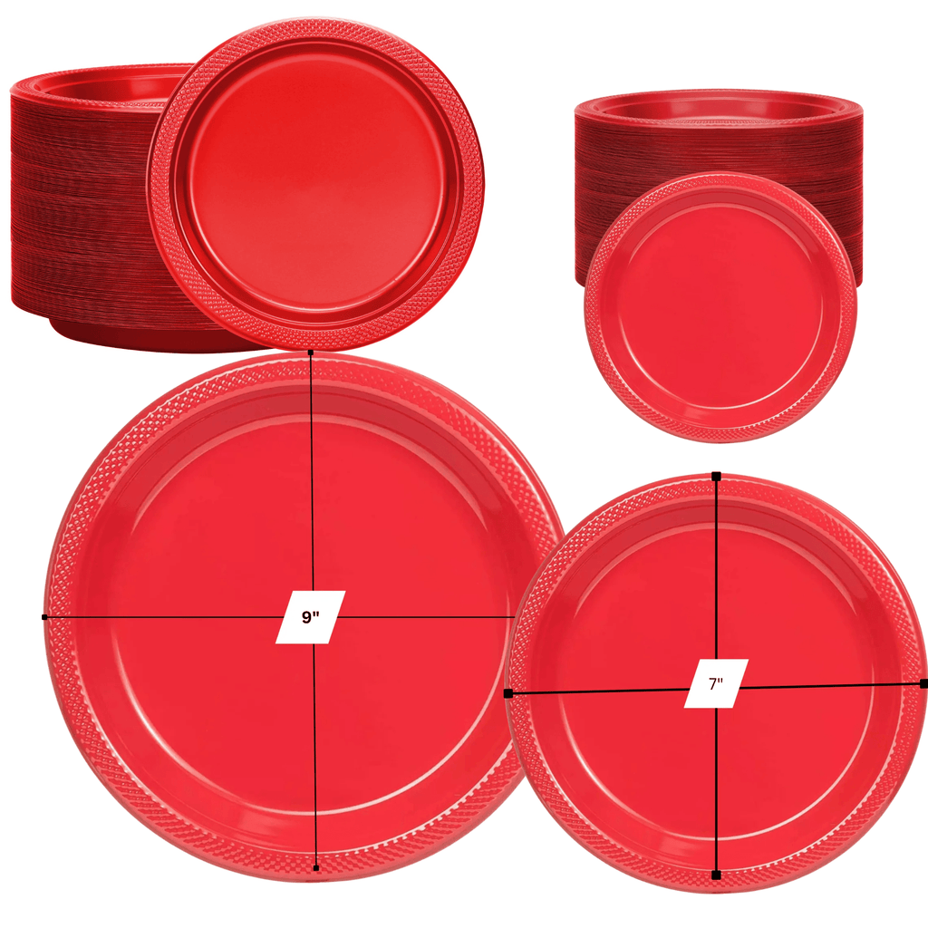 RED Complete Plastic Disposable Dining Solution for Your Event: Budget Party Set