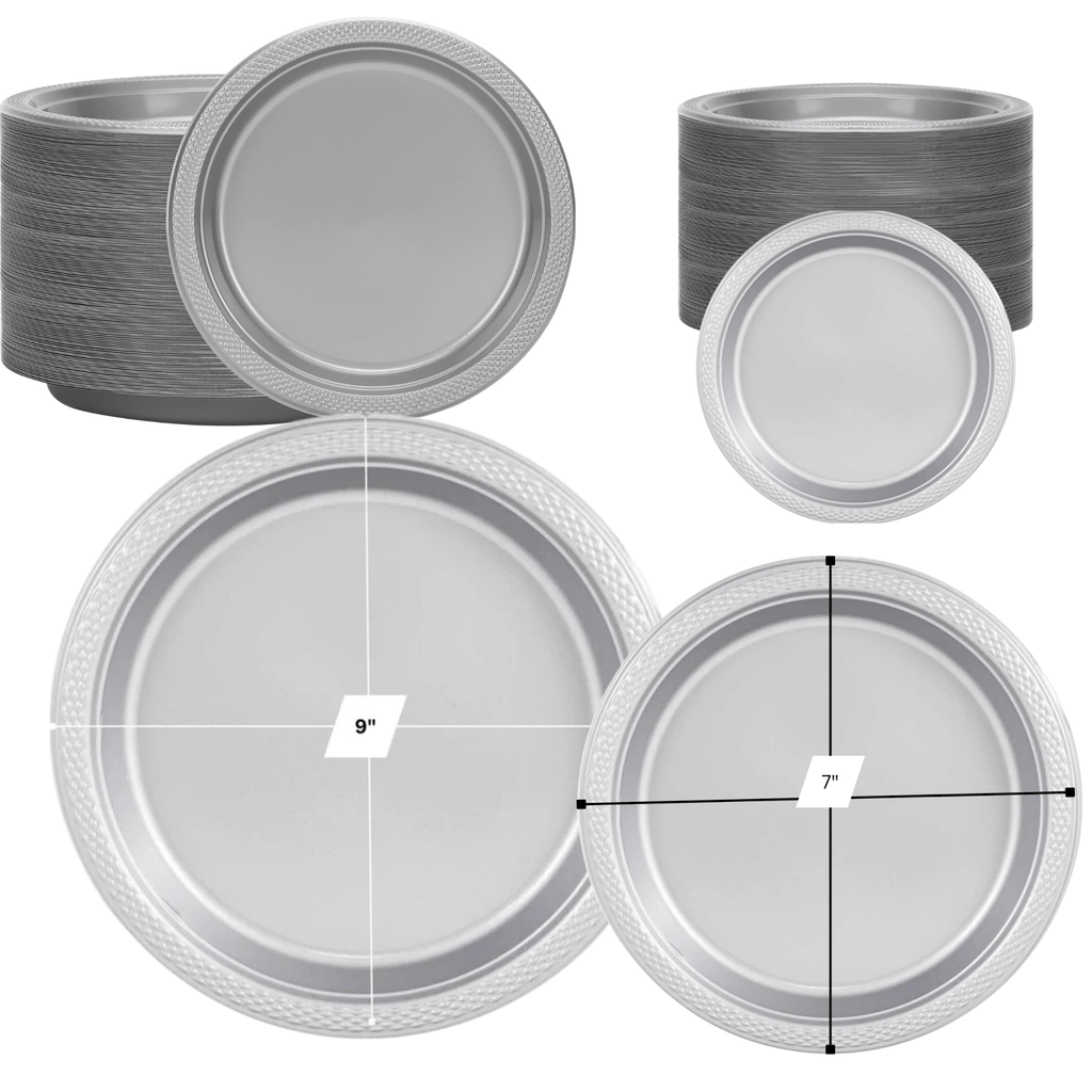 Silver Complete Disposable Dining Set | Budget Party Combo