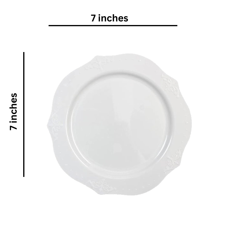 *BUY BULK* Antique 7'' Plastic Salad Plates White  20 Pack