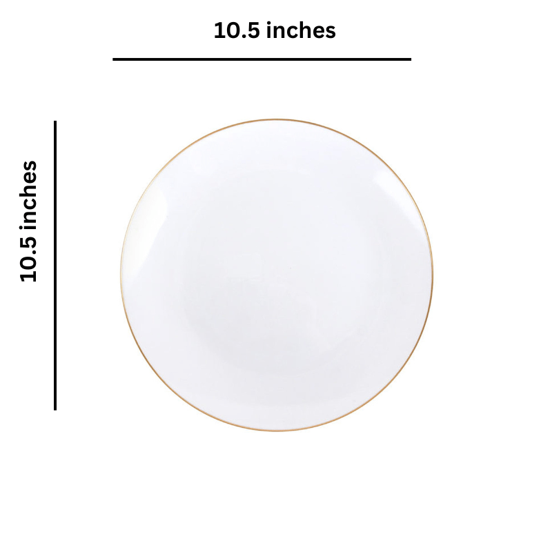 Organic 10.25" Plastic White Gold Rim Dinner Plate