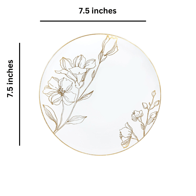 Antique 7.5" Gold Floral Appetizer/Dessert Plate Plastic