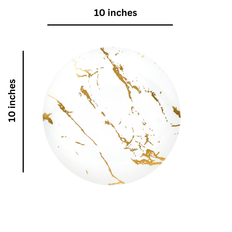 Gold Stroke 10″  White Dinner Plates Plastic