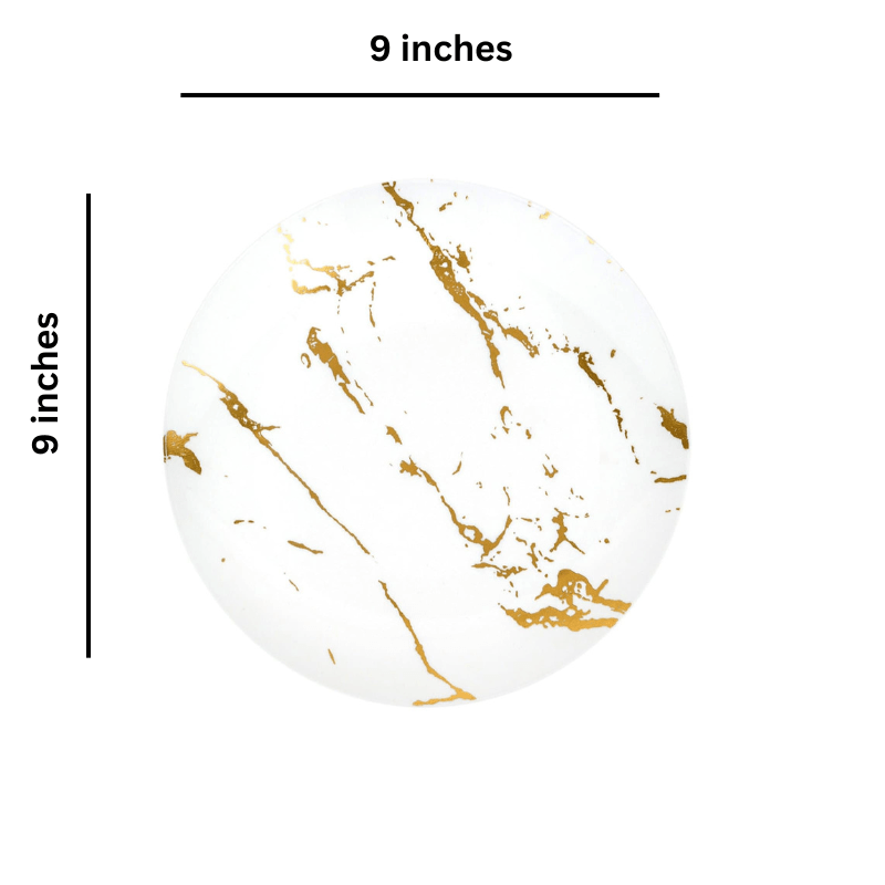 Gold Stroke 9" White Meal Plate Plastic