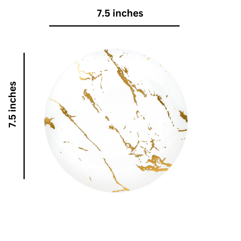 Gold Stroke 7.5" White Appetizer/Dessert Plate Plastic