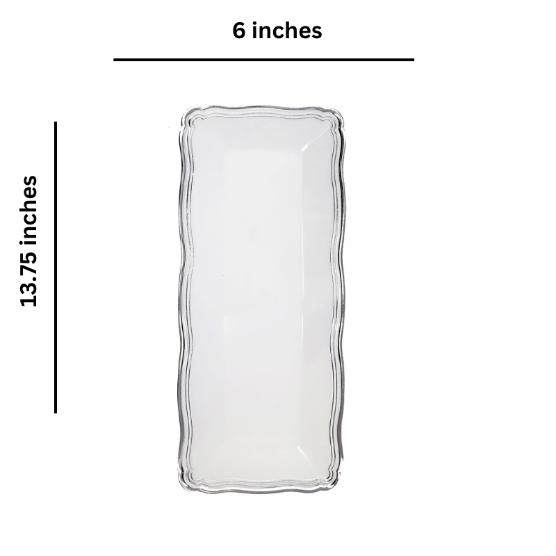 Aristocrat 13.75"x6" White & Silver Narrow Serving Trays Plastic 2 Pack