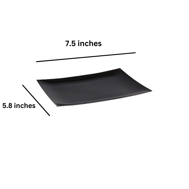 7.5" Black Rectangular Appetizer Plates Plastic 10 Pack