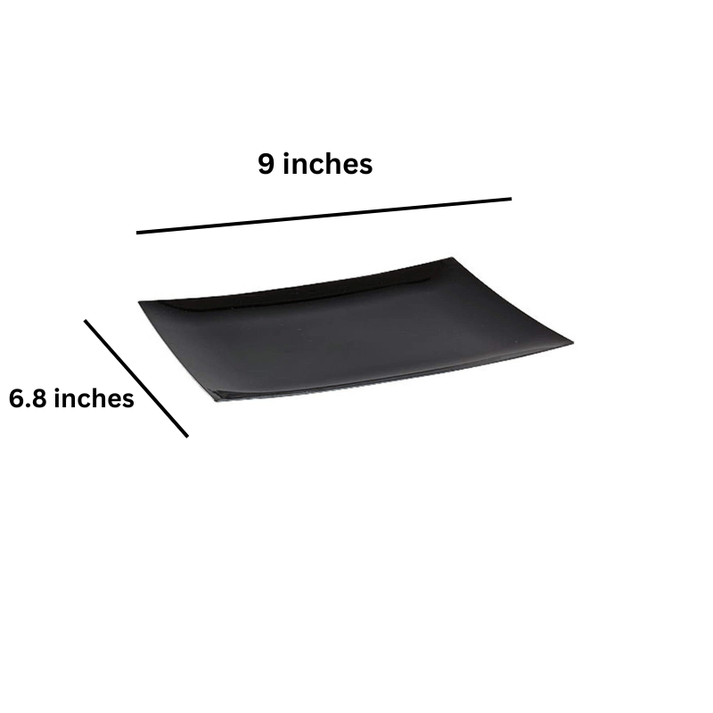 9" Black Rectangular Salad Plates Plastic 10 Pack