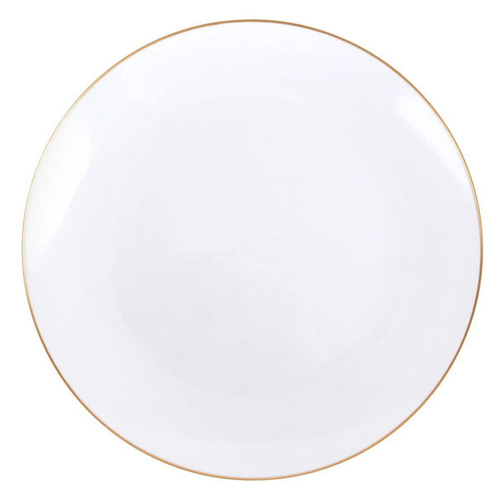 Organic 10.25" Plastic White Gold Rim Dinner Plate Bowls Blue Sky 10 Pieces