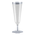4.5oz Champagne Flutes With Silver Rim Plastic Disposable
