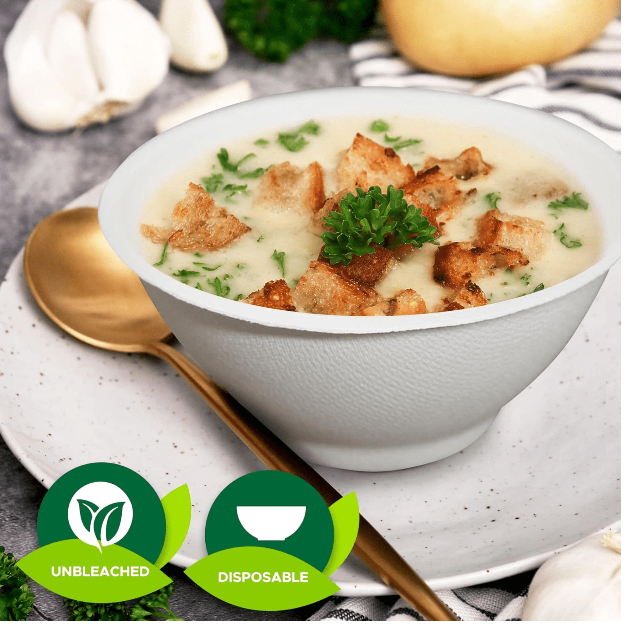 Eco 6oz Biodegradable Compostable Bowls: 50 Pack