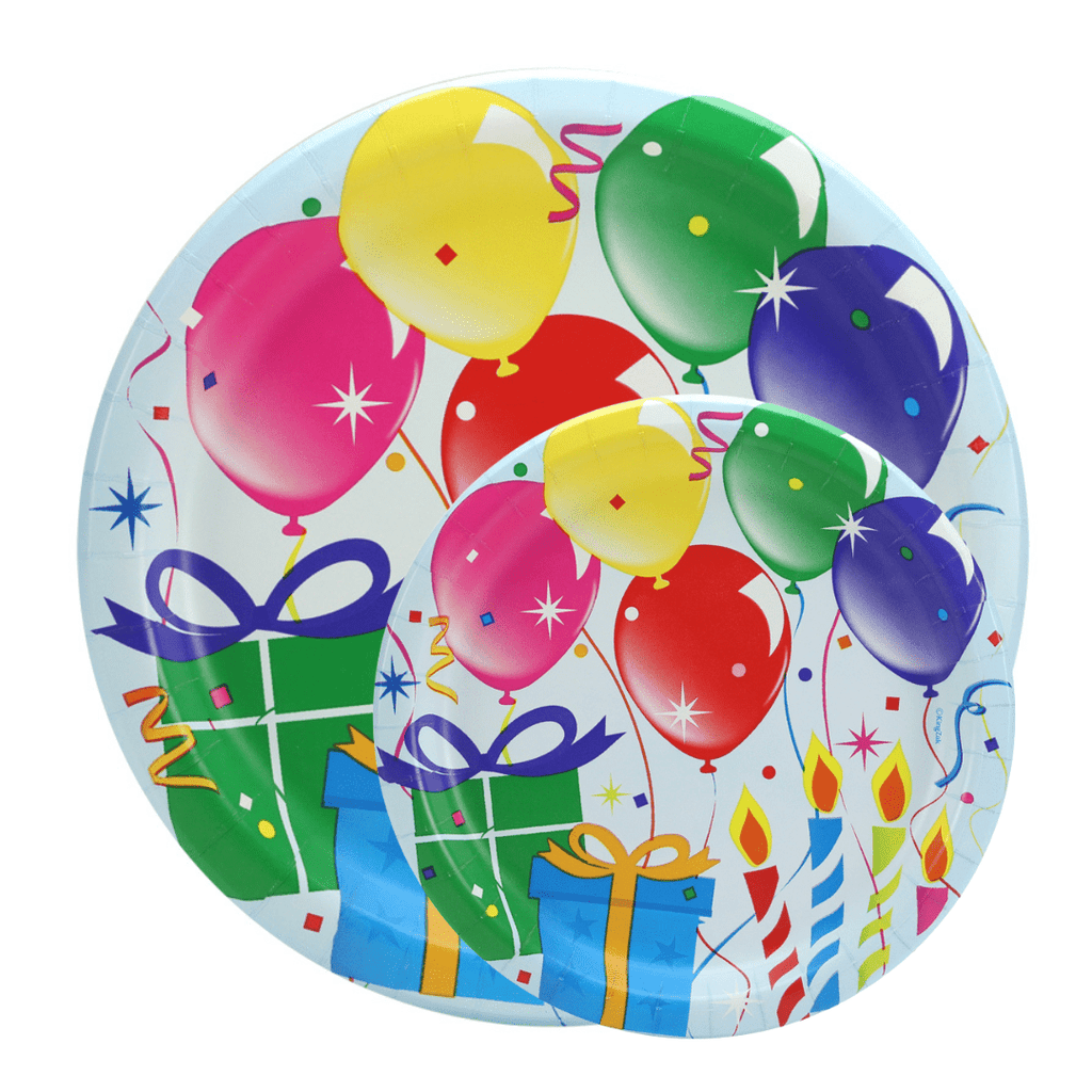 7" Round Paper Plates Birthday Balloons  16 Pack