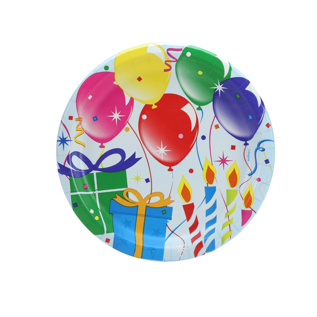 7" Round Paper Plates Birthday Balloons  16 Pack