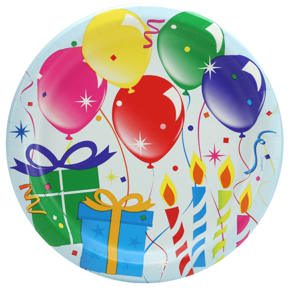 9" Round Paper Plate Birthday-Party Healy's Balloons 8 Pack