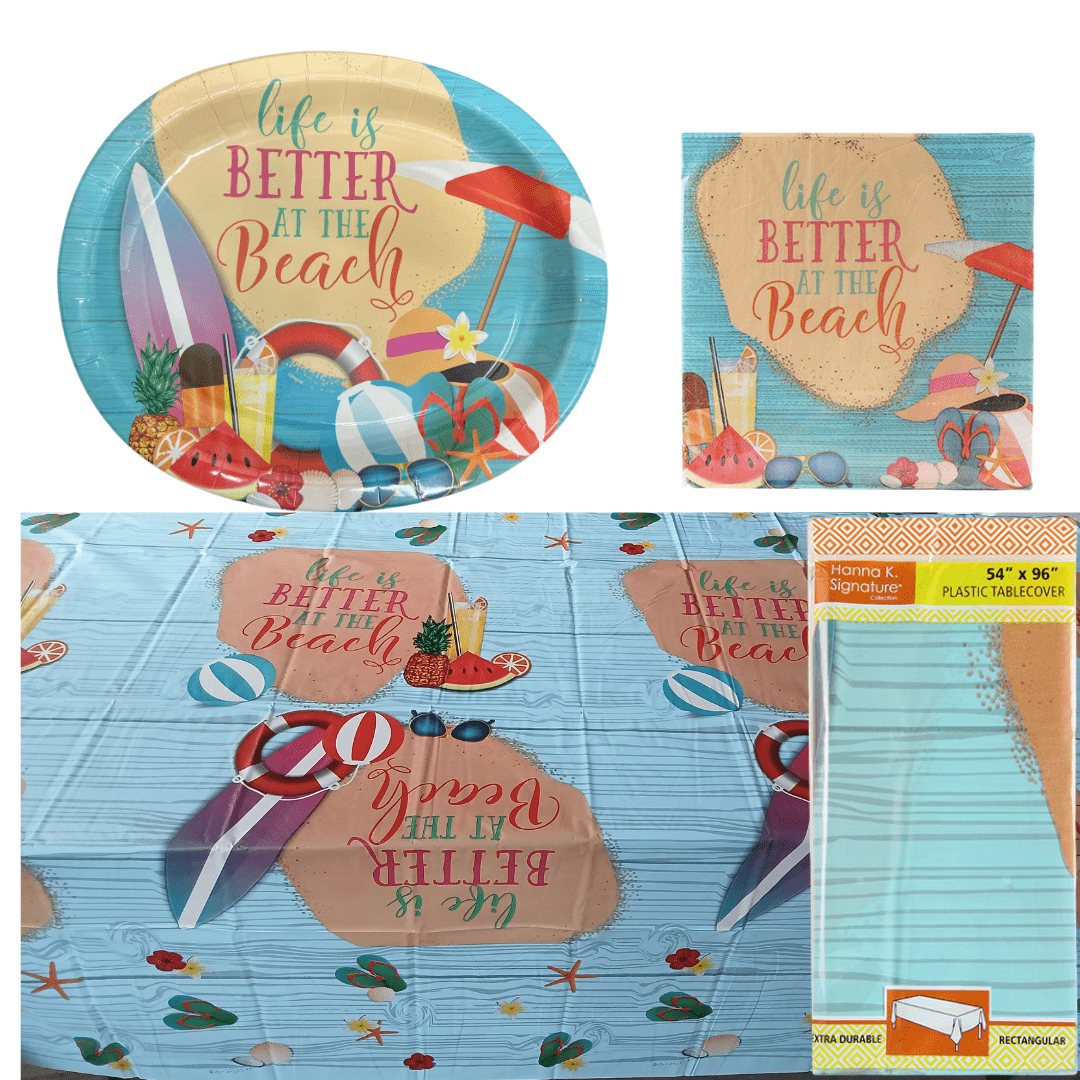 Oval 10" x 12" Plates Beach-party  10 Pack