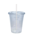 12oz Plastic Clear PET Cups With Flat Lid & Straw, for All Kinds of Beverages