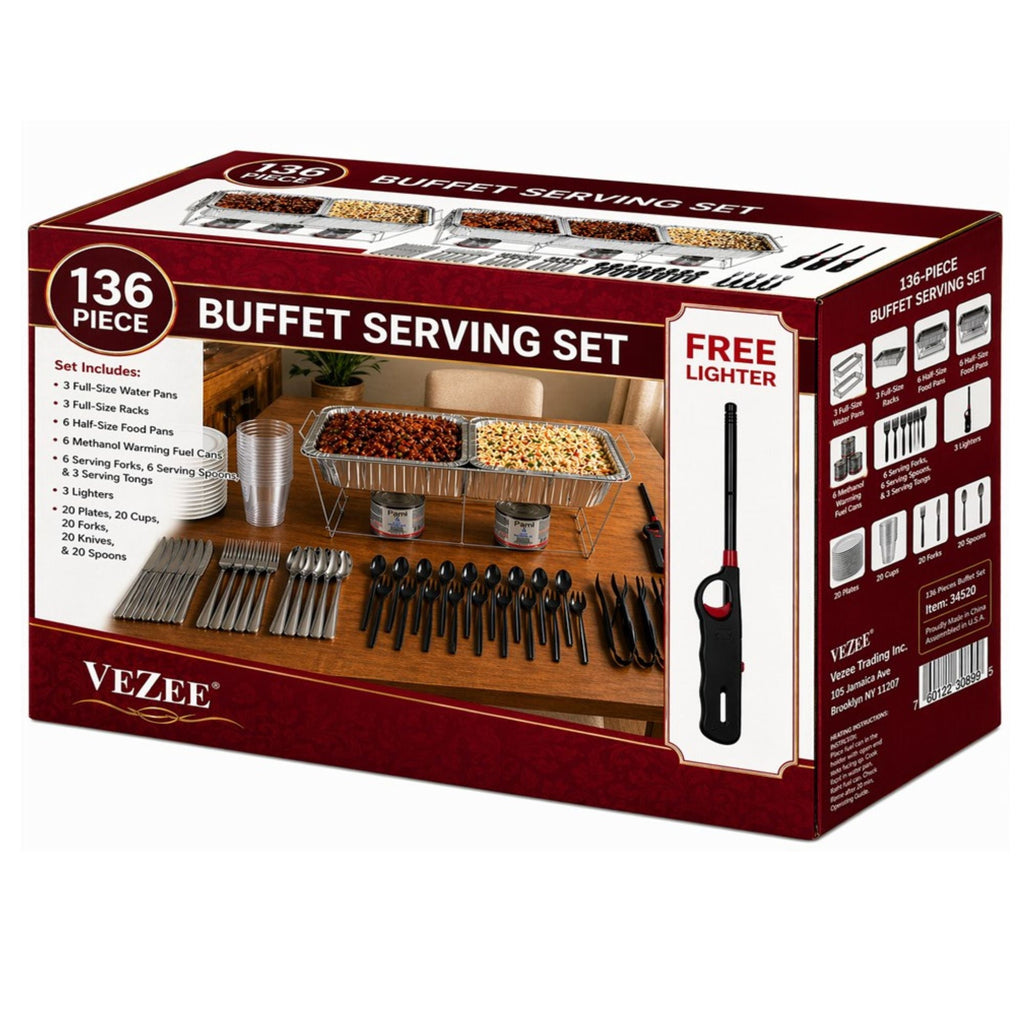 136 Piece Chafing Dish Buffet Aluminum Disposable