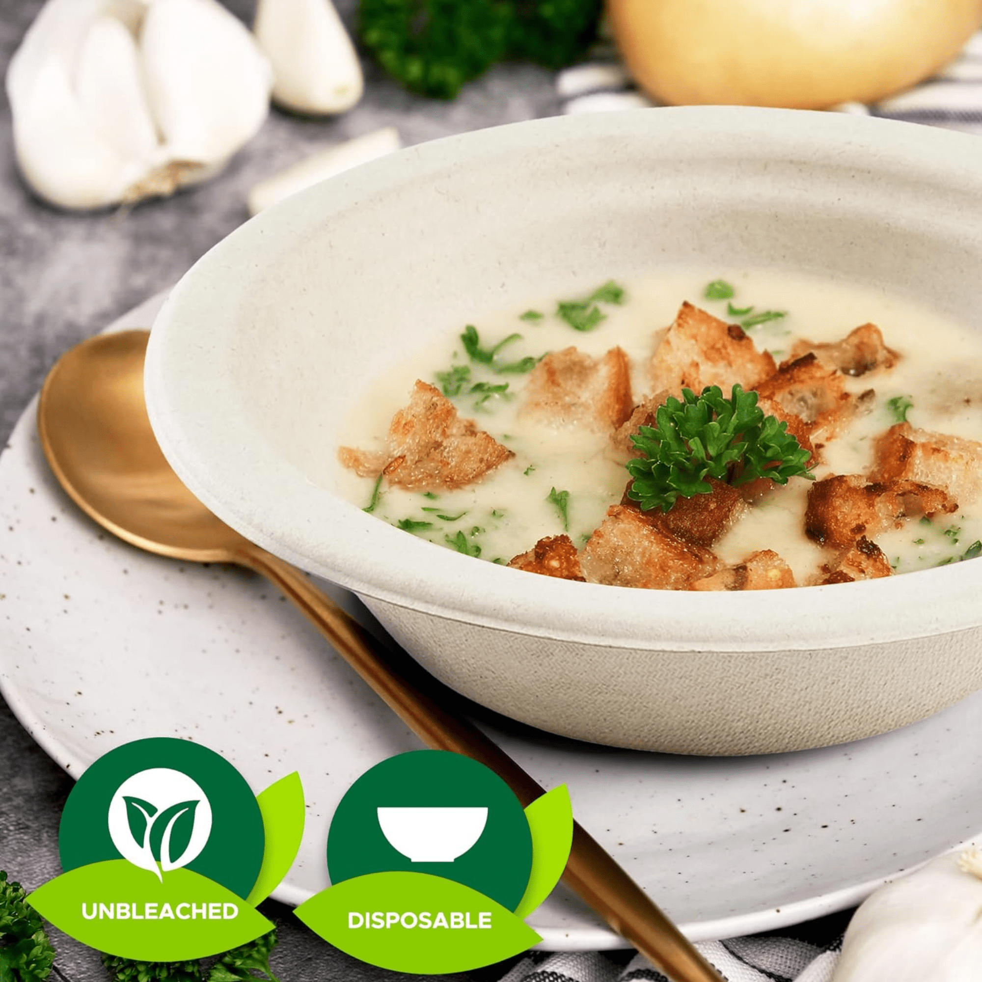 Eco 16oz Biodegradable Compostable Soup Bowls: 50 Pack