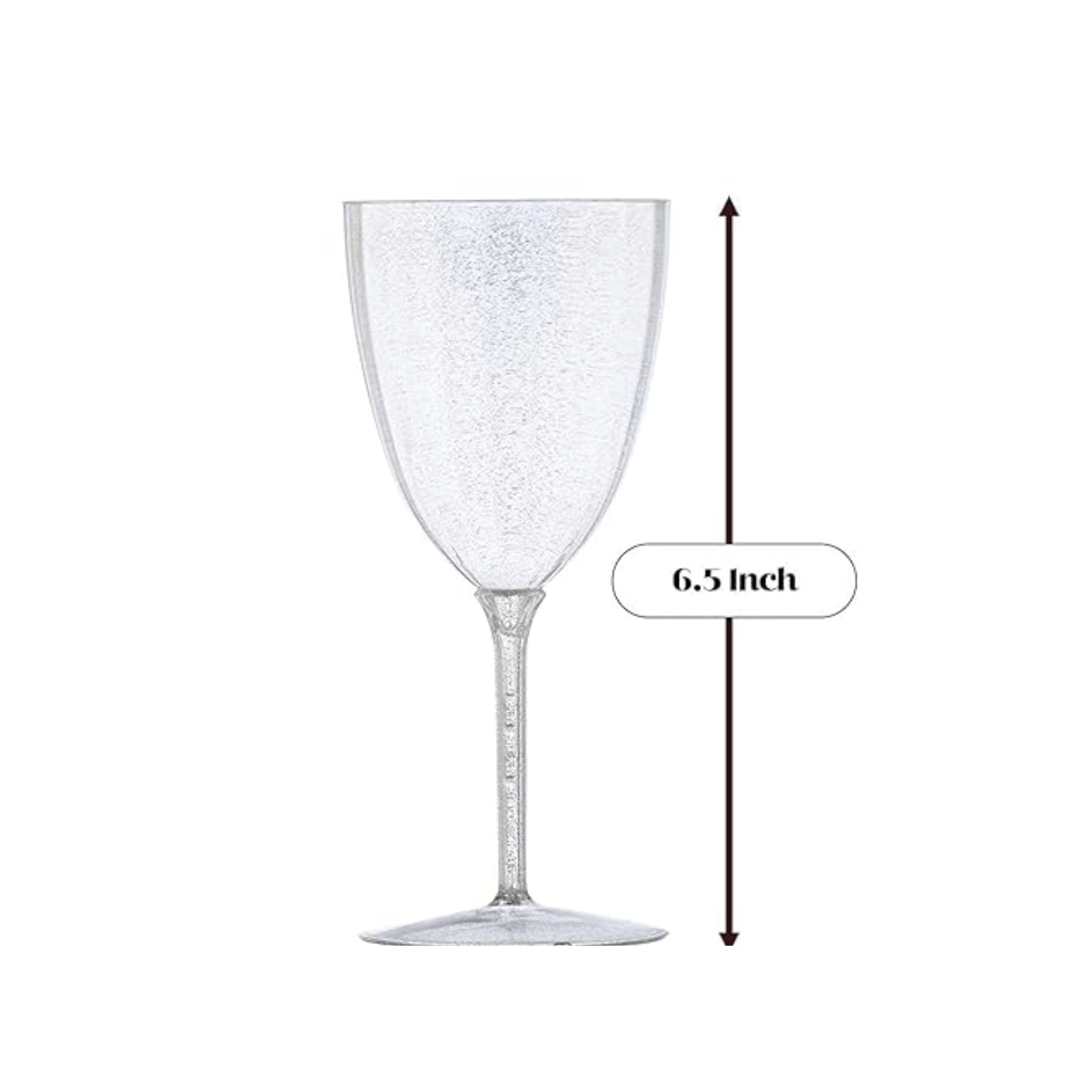 7 oz Silver Glitter Disposable Plastic Wine Glasses Goblet 8 Pack