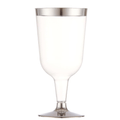 6.5oz Wine Cups With Silver Rim & Bottom Plastic Disposable
