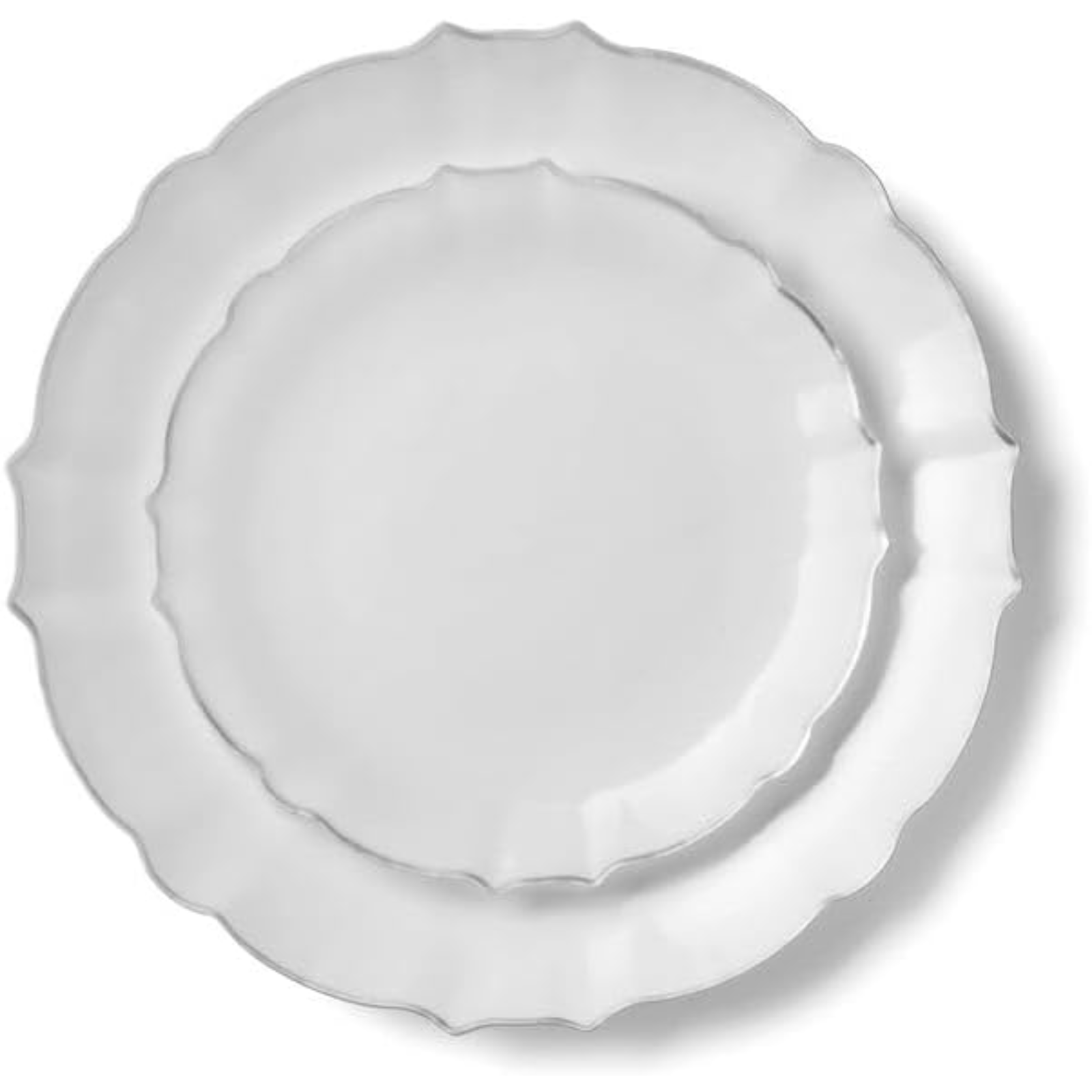 Luxe 7.5" White With Silver Rim Plastic Dessert Plates 10 Pack