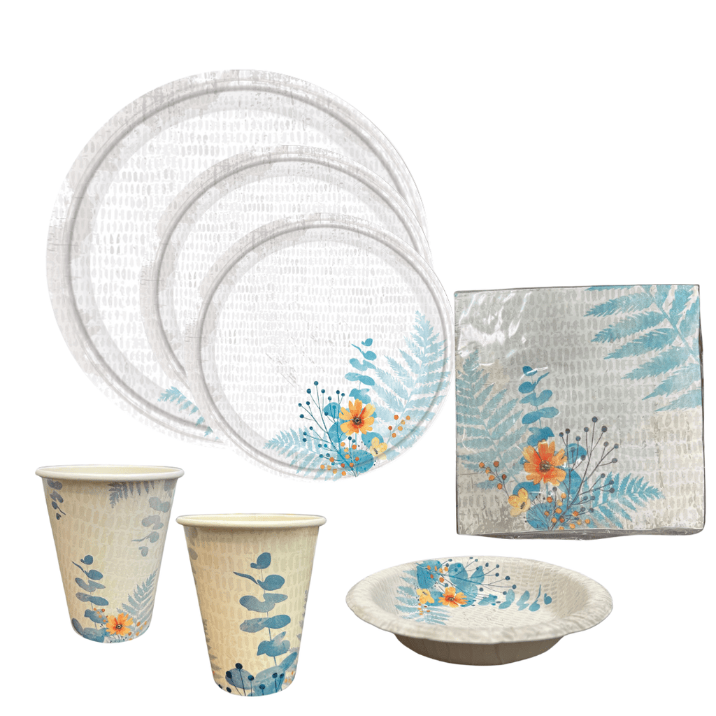 12oz Floral Bliss Paper Cups with elegant Floral Bliss Teal design