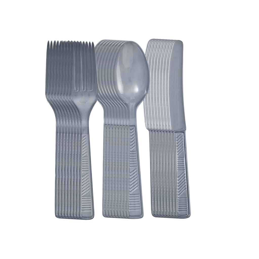 Silver Complete Disposable Dining Set | Budget Party Combo