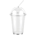 16oz Clear PET Plastic Cups with Dome Lid & Straw