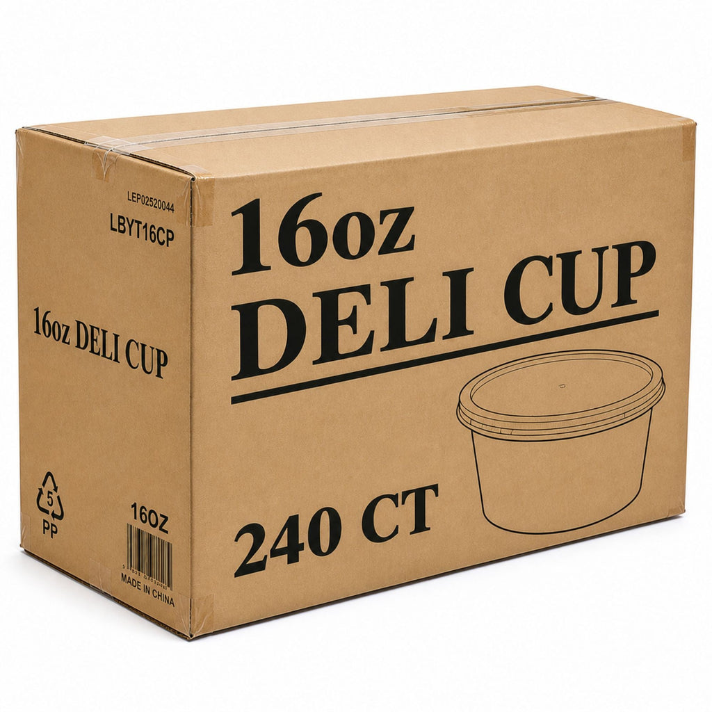 *WHOLESALE* 16oz Deli Containers with Lids Heavy Duty Disposable Plastic 240/Case