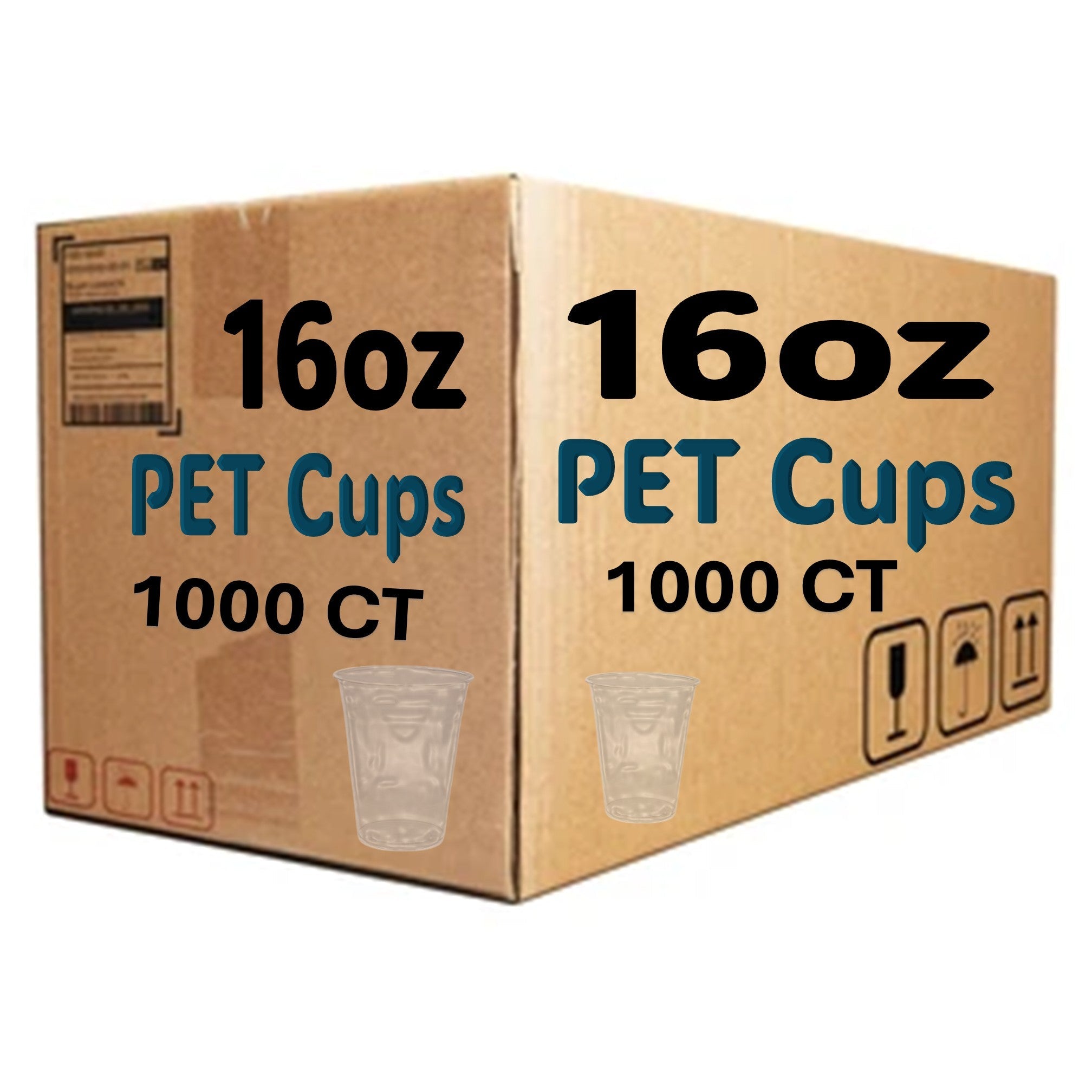 *WHOLESALE* 16oz Plastic Clear PET Cups 1000/Case