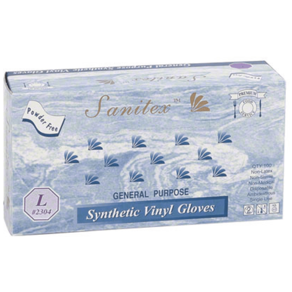 Large Sanitex Vinyl Gloves Disposable 100Pcs
