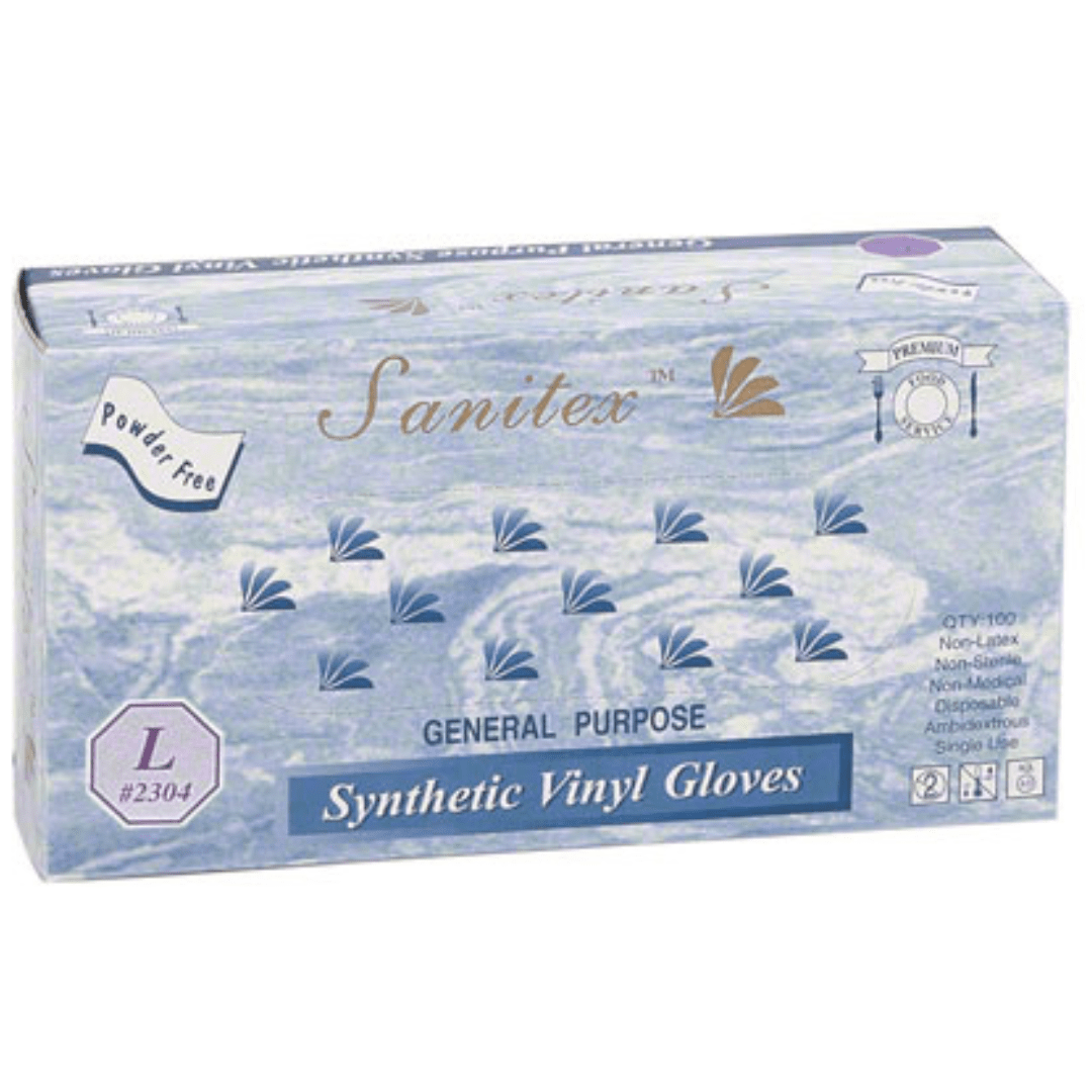 Large Sanitex Vinyl Gloves Disposable 100Pcs