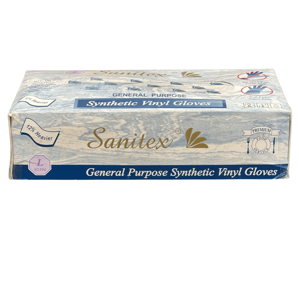 Large Sanitex Vinyl Gloves Disposable 100Pcs