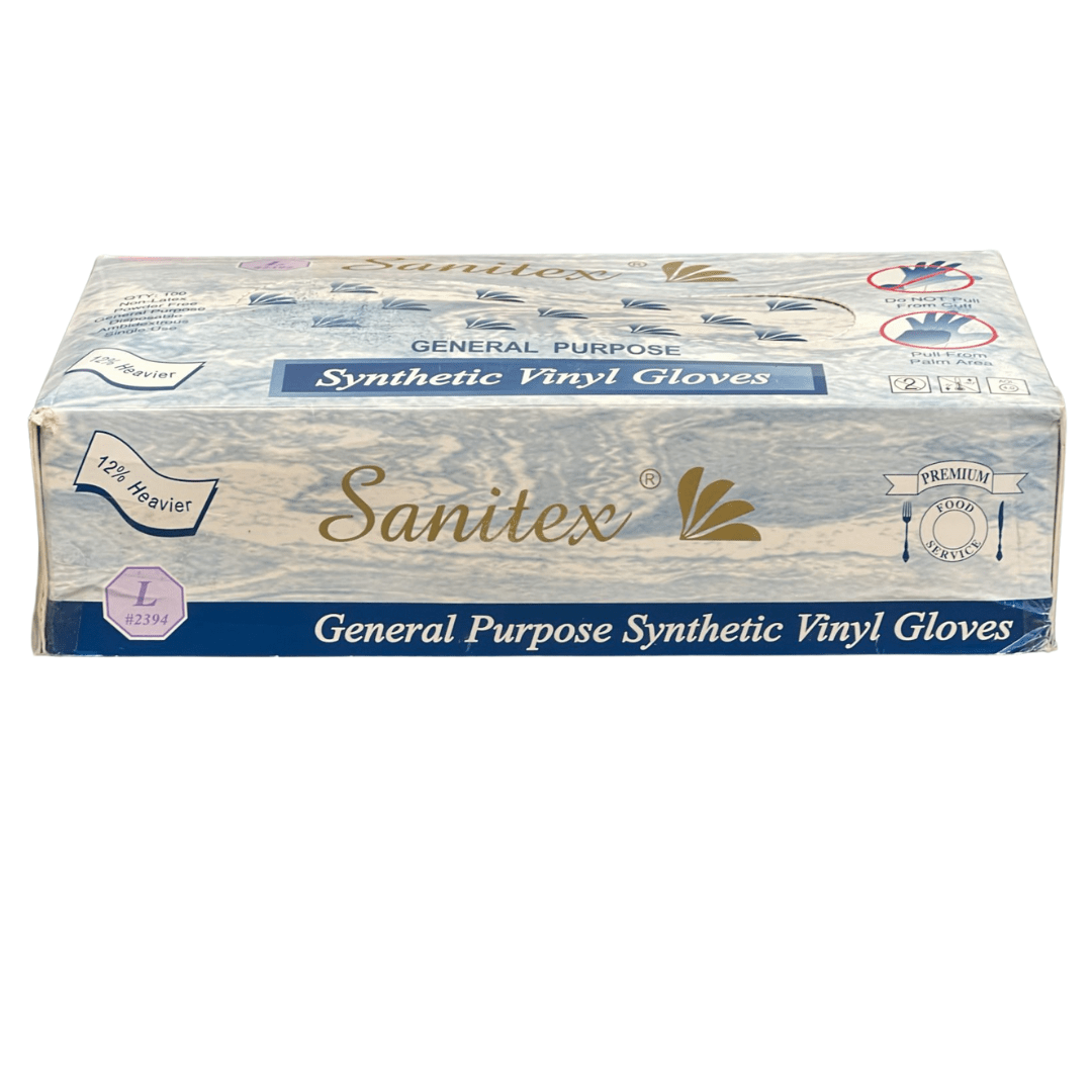 Large Sanitex Vinyl Gloves Disposable 100Pcs