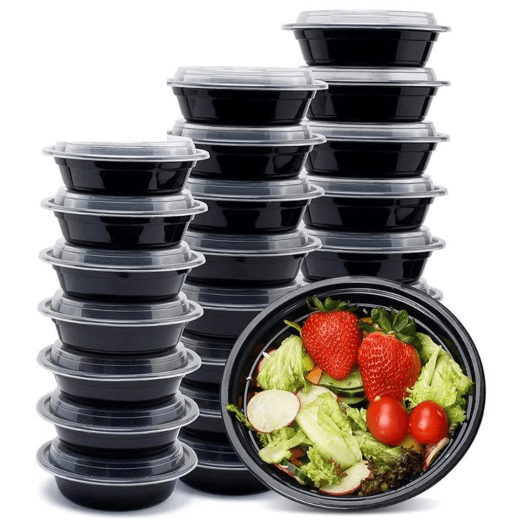*BUY BULK* 16oz Meal Prep/Round Bento Box Plastic Disposable Container with Clear Lid