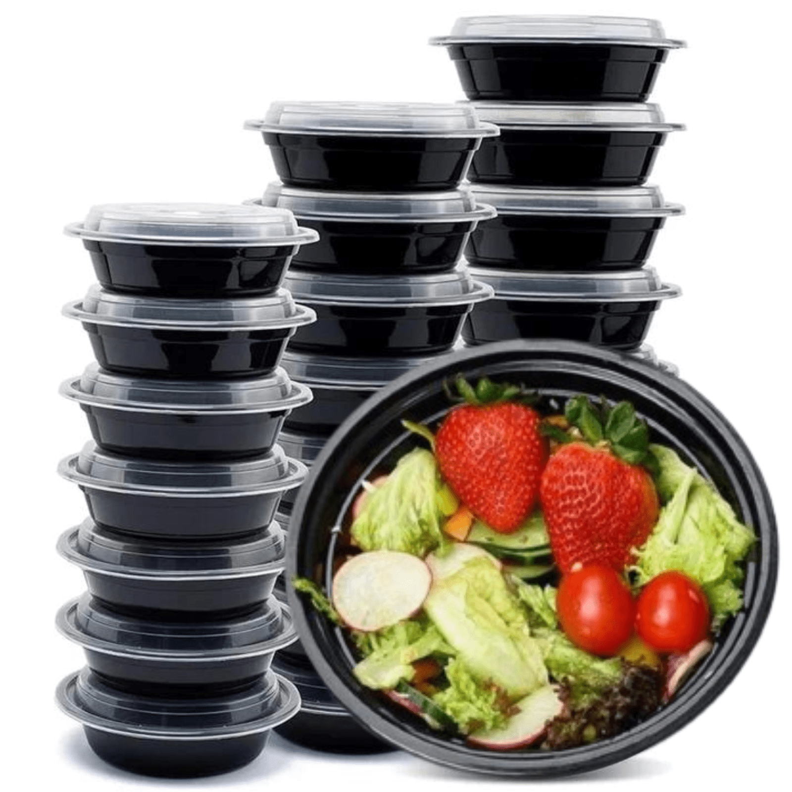 *BUY BULK* 48oz Meal Prep/ Bento Box Disposable Container with Clear Lid Plastic
