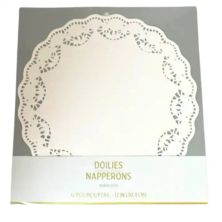 12" White Lace Paper Doilies for Cake, Food & Dessert