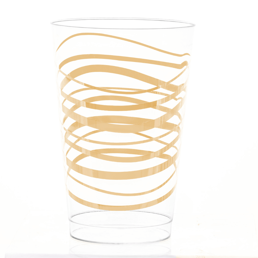 12oz Hard Plastic Ripple Transparent Gold Cups