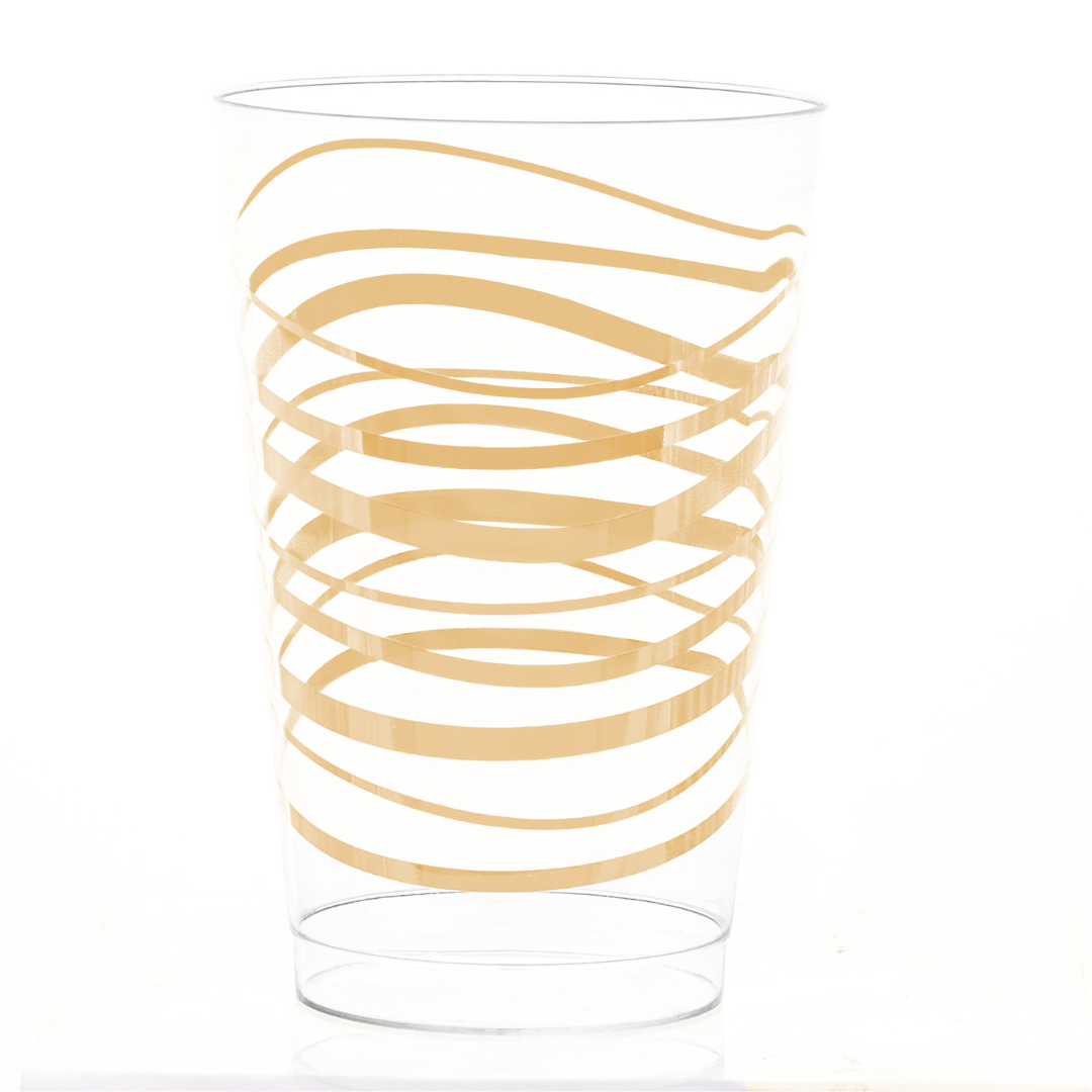 12oz Hard Plastic Ripple Transparent Gold Cups