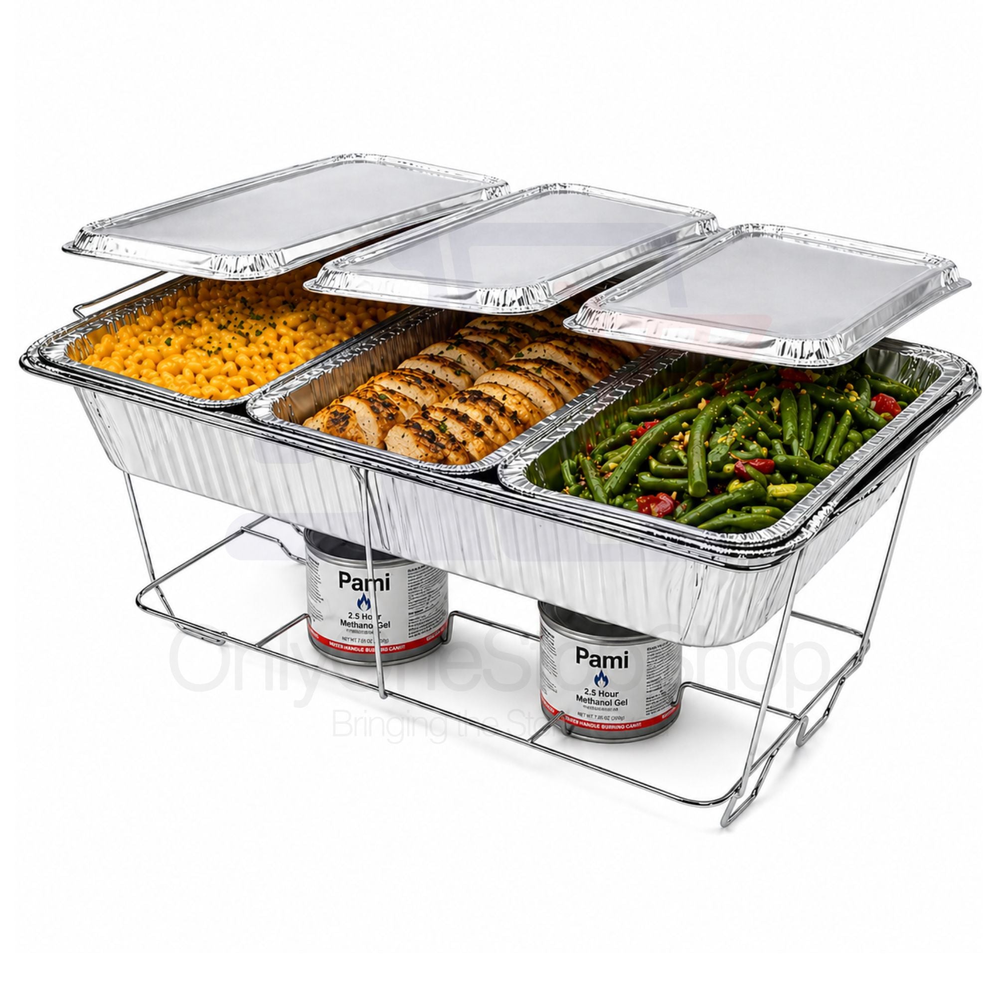 20 Piece Chafing Dish Buffet Set with 5LB Loaf Pans, Fuel & Utensils Disposable Catering Kit