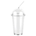 20oz Clear PET Plastic Cups with Dome Lid & Plastic Straw
