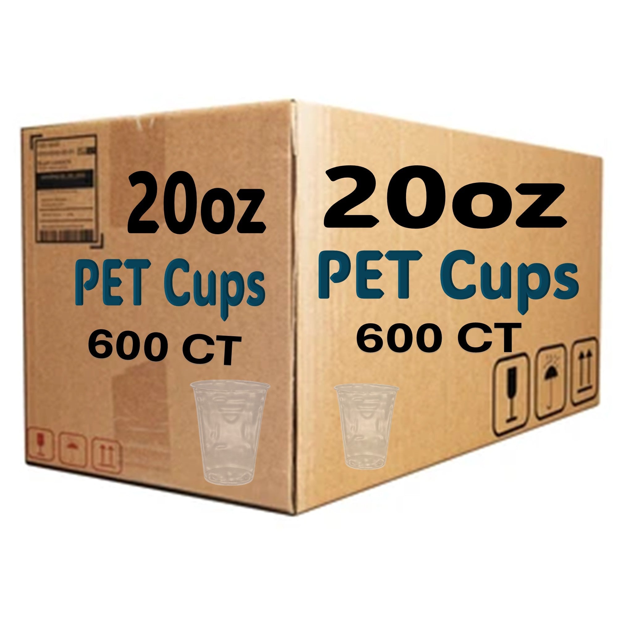 *WHOLESALE* 20oz Plastic Clear PET Cups Disposable 600 ct/Case