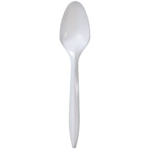 Teaspoon White Medium Weight Plastic Disposable
