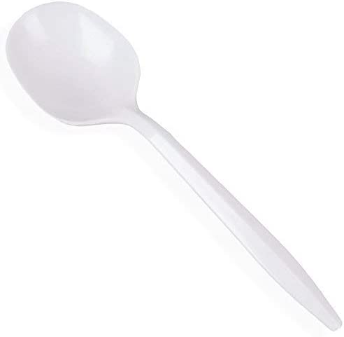 *BUY BULK* Soup Spoons Plastic White Medium Weight Disposable