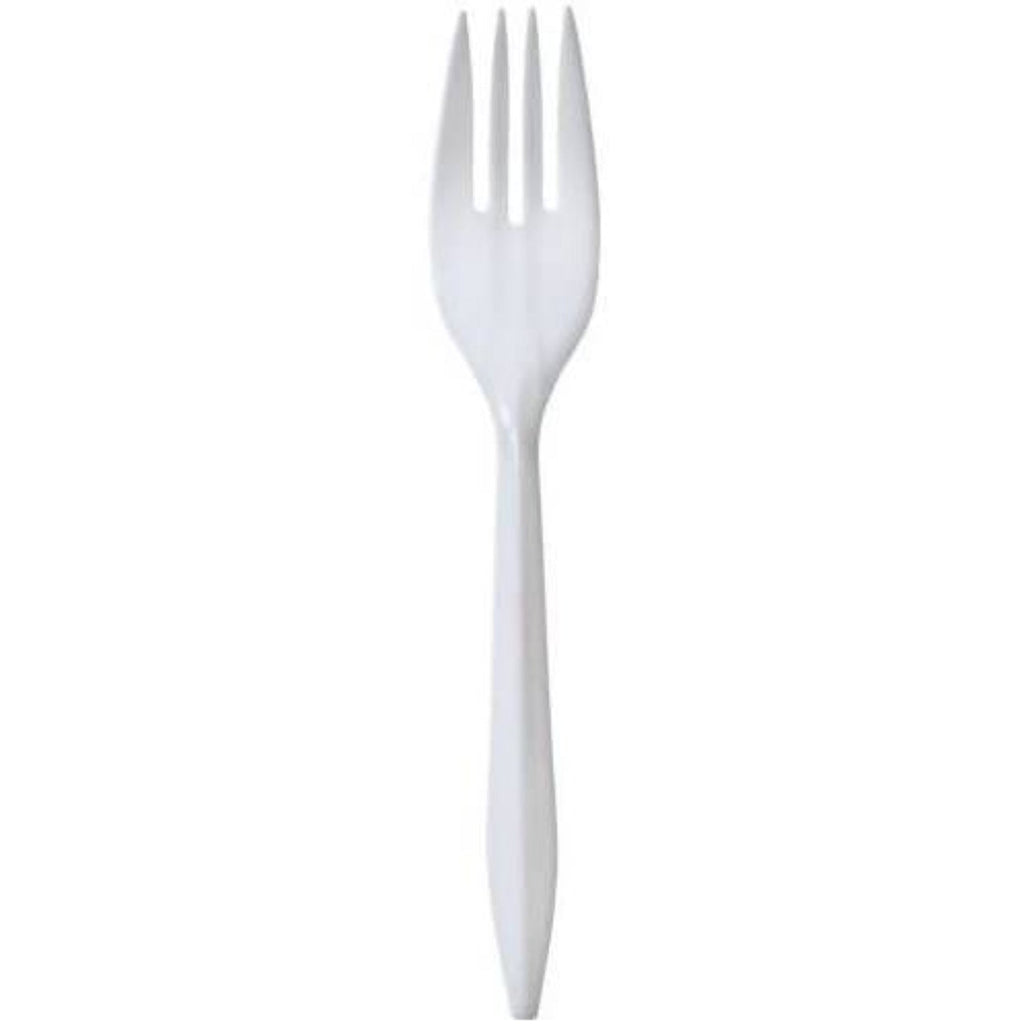 *BUY BULK* Fork White Medium Weight Plastic Disposable