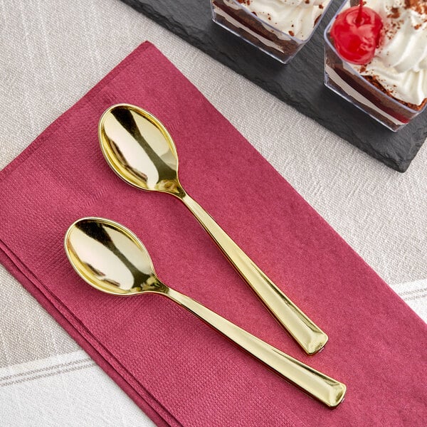 4" Gold Mini Plastic Spoons 24 Pack
