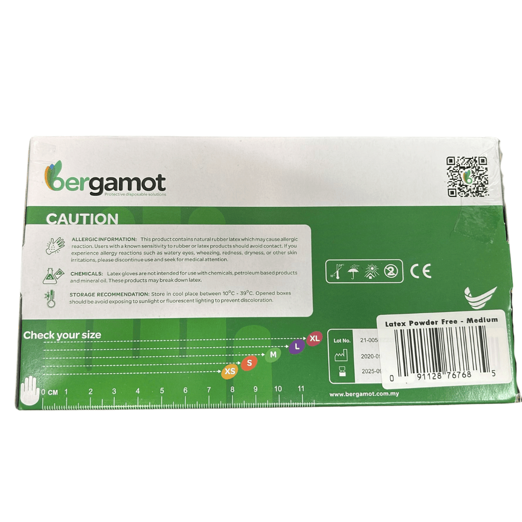 Medium Bergamot Latex Disposable Powder-Free Examination Gloves 100 Pack