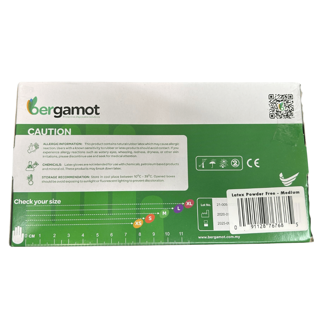 Medium Bergamot Latex Disposable Powder-Free Examination Gloves 100 Pack